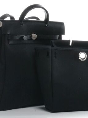 Black HERMÈS Her Bag Ado 2 in 1 handbag and backpack.